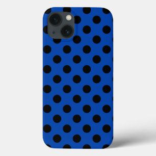 Para iPhone 13 Pos de polka negro sobre el Funda azul real-Mate i
