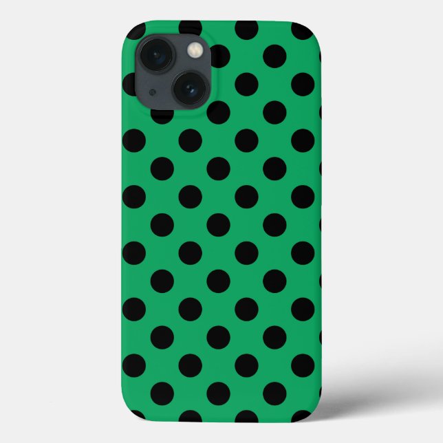Case-Mate Para iPhone Pos de polka negro sobre el Funda verde fresco-Mat (Reverso)