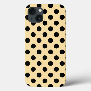 Para iPhone 13 Punto de polka negro sobre el Funda amarillo pálid
