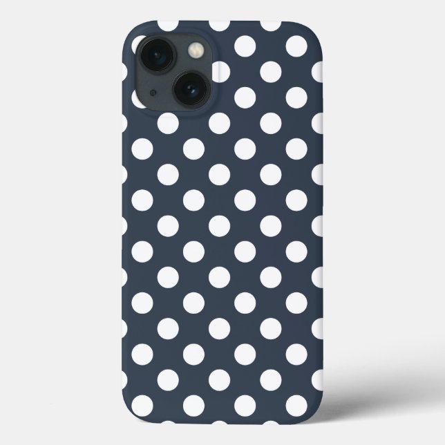 Case-Mate Para iPhone Puntos de polka blanco en el caso del Funda azul-g (Reverso)
