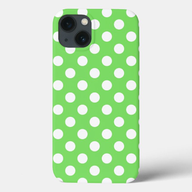 Case-Mate Para iPhone Puntos de polka blanco sobre el Funda verde manzan (Reverso)