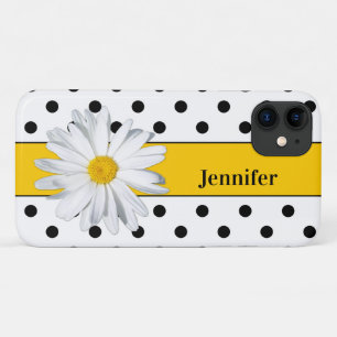 Para iPhone 11 Puntos de Polka en blanco y negro, Funda Daisy iPh