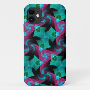 Para iPhone 11 Resumen Funda de patrón de giro rosado Verde azula