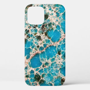 Para iPhone 12 Serie Gemstone - Funda de mosaico turquesa detalla