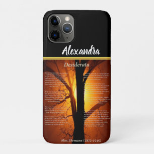 Para iPhone 11 Pro Silueta de árbol naranja con Funda de puesta de so