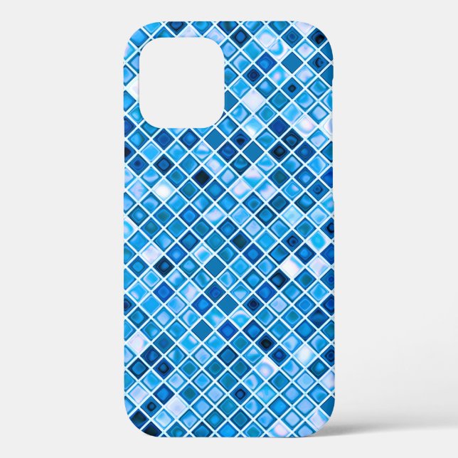 Case-Mate Para iPhone Sombras De Baldosas Azules "Aguas" Mosaicas Funda  (Reverso )