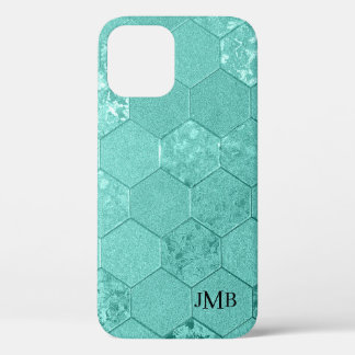 Para iPhone 12 Su Funda geométrico verde de la menta de inicio Ma