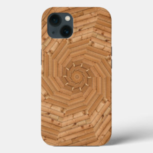 Para iPhone 13 Sun Deck - Funda Mosaico Swirl de madera Mate iPho