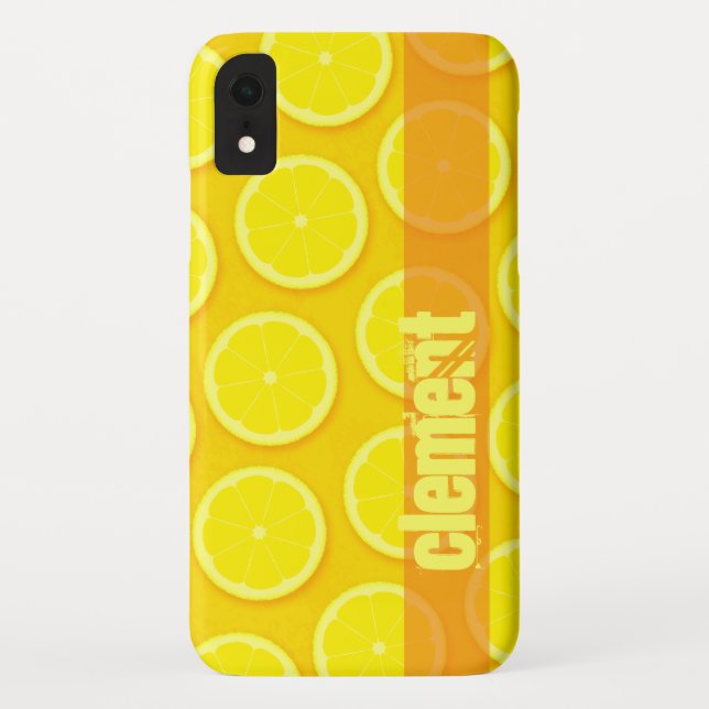 Case-Mate Para iPhone Tos trozos de limón funda de nombre amarillo brill (Reverso)