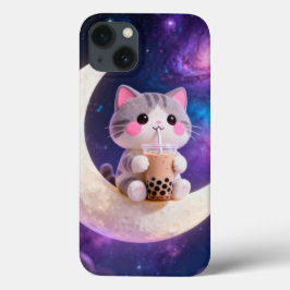 Para iPhone 13 Una funda de estilo chibi de gato lindo con mejill
