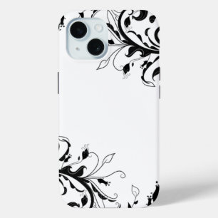 Para iPhone 15 Vinos florales de color blanco y negro Funda de
