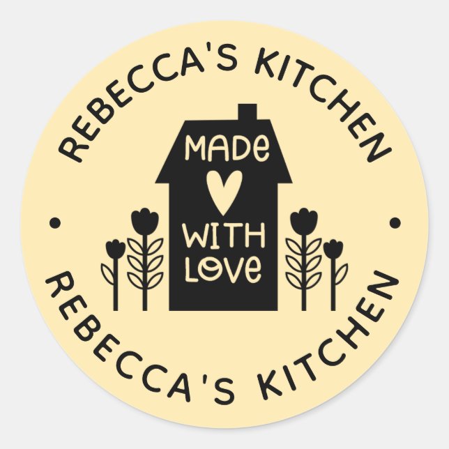 Casero con amor Pegatina redondo clásico amarillo (Anverso)