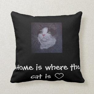 "Casero es donde está" almohada el gato de tiro
