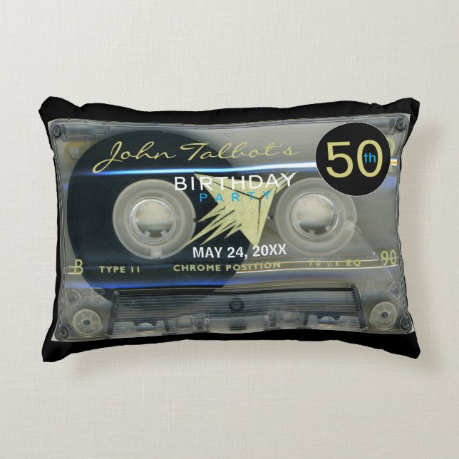 Casete de audio retro T5 50 cumpleaños almohada A (Anverso)
