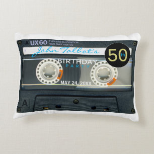 Casete de audio retro T6 50 cumpleañosA almohada