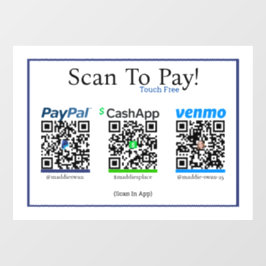 Cashapp Venmo y Paypal Pegatina De Pagos Móviles