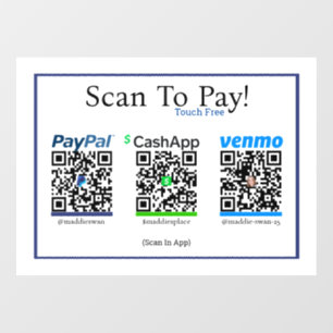 Cashapp Venmo y Paypal Pegatina De Pagos Móviles