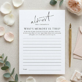 Casi Sra Con Tarjeta de Juego de la Novia Memoria