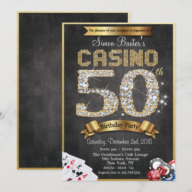 Casino 50.ª Invitación de cumpleaños para diamante (Anverso / Reverso)