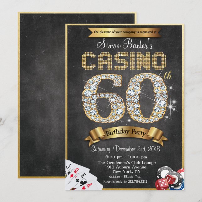 Casino 60.ª Invitación de cumpleaños para diamante (Anverso / Reverso)