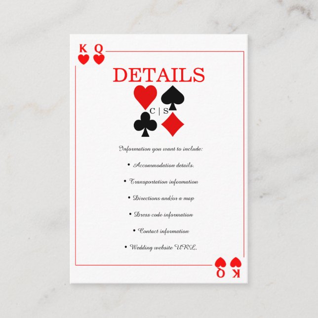 Casino Poker | Las Vegas | Tarjetas de juego Sobre (Anverso)