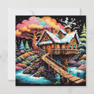 Casita de árbol de jengibre colorido navidad 