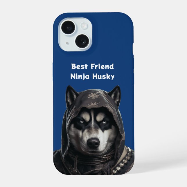 Caso IPhone Azul Personalizado Ninja Husky (Reverso )