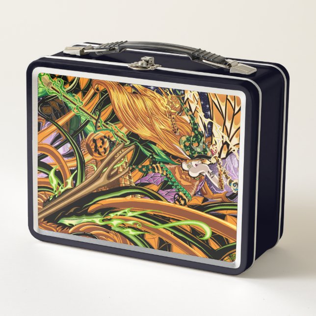 Cassandra monta el dragón de Halloween con el logo (Anverso)