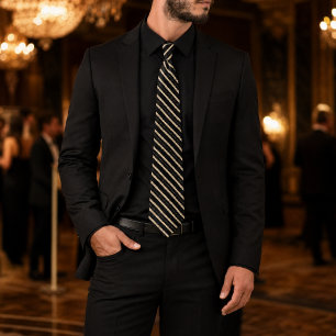 CASSIEL – Corbata elegante negra y champán para la