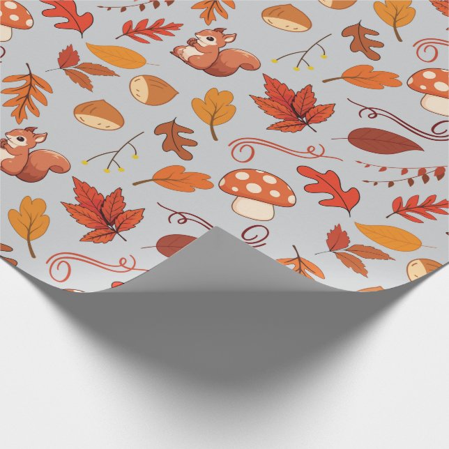 Castañas, Ardilla, Papel De Envoltura De Otoño Sin (Esquina)