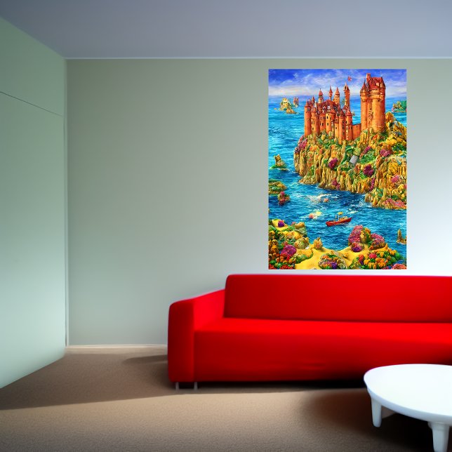 Castillo cerca del mar | Poster de arte de IA (Subido por el creador)