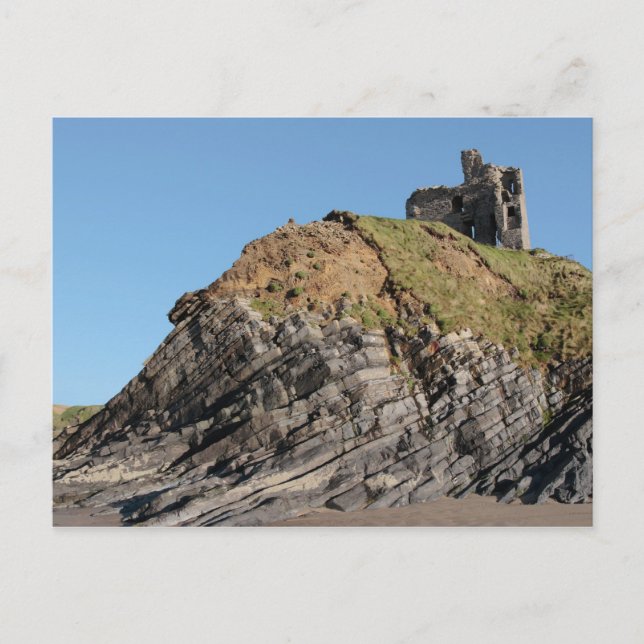 castillo de ballybunion en la postal del acantilad (Anverso)
