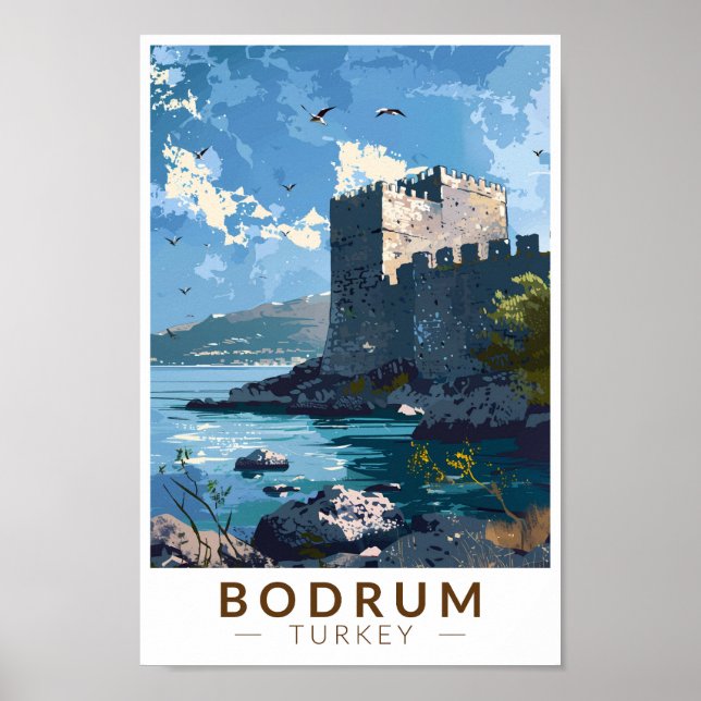 Castillo de Bodrum Turquía Viaje Arte Vintage (Frente)