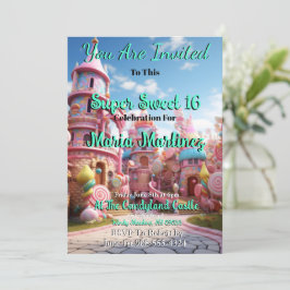 Castillo de Candyland Dulce 16 invitaciones