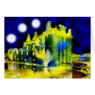 Castillo de Haunted con tarjeta de Halloween