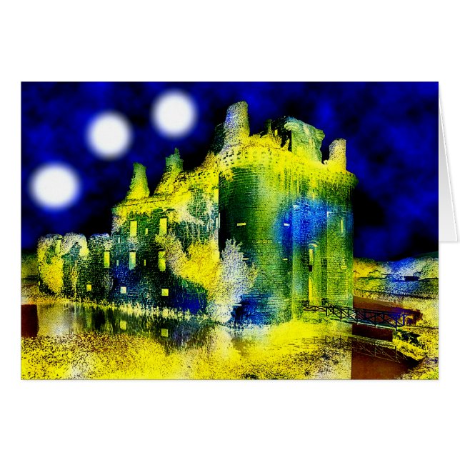 Castillo de Haunted con tarjeta de Halloween (Anverso (Horizontal))