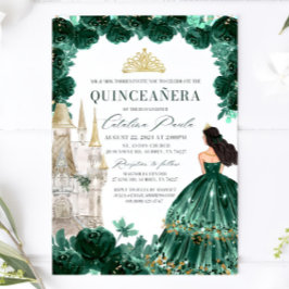 Castillo de Invitación de Quinceanera con flores v