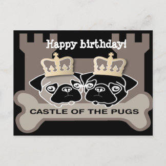 castillo de los pugs tarjeta de cumpleaños feliz c