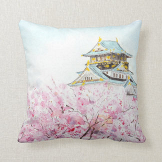 Castillo de Osaka y almohada de lanzamiento de sak