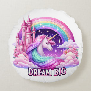 Castillo de Unicornio Caprichoso Almohada Redonda