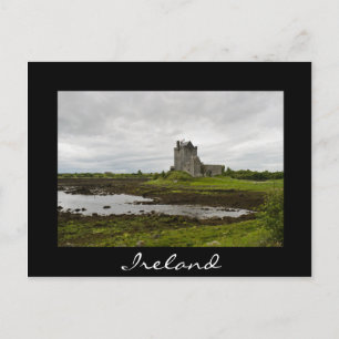 Castillo Dunguaire, postal de texto negro de Irlan