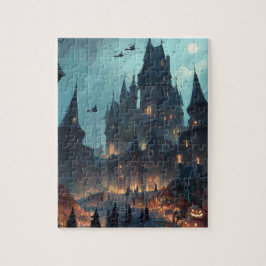 Castillo embrujado gótico Halloween Puzzle – Bruja