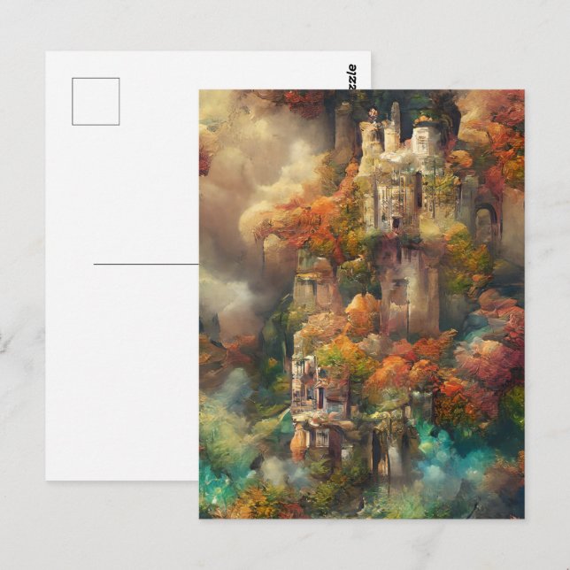 Castillo En Bosque, Selva De Fantasía, Postales De (Anverso / Reverso)