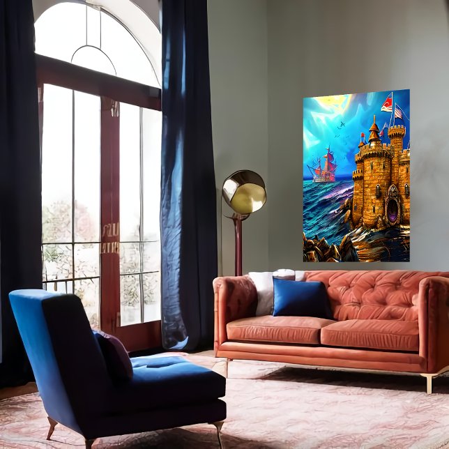Castillo en el mar | Poster de arte de IA (Subido por el creador)