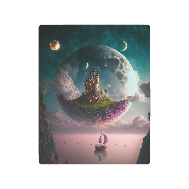 Castillo En La Luna Fantasía Arte Impresión Metali (Anverso)