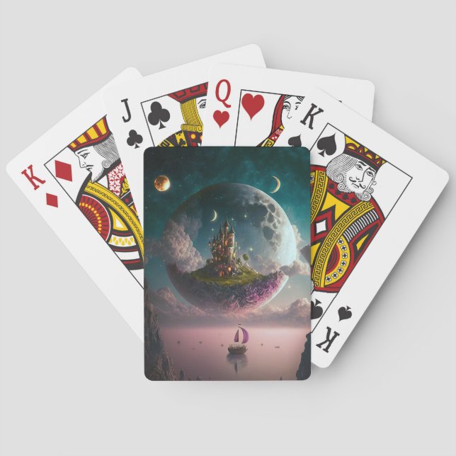Castillo En La Luna Fantasía Cartas De Arte (Reverso)