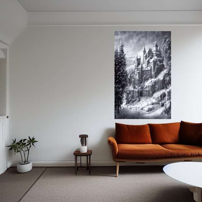 Castillo en la montaña nevada | Poster de arte de  (Subido por el creador)