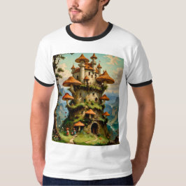Castillo Fantasy Mushroom en la camiseta Cliffside