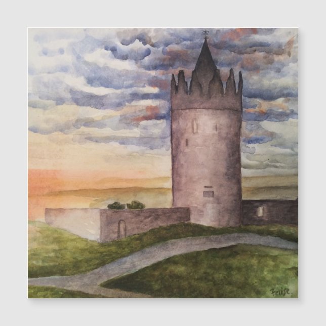Castillo Irlandés Acuarela Doolin, Condado de Clar (Anverso)