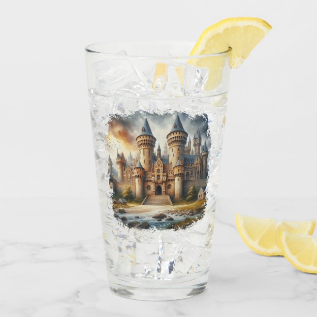 Castillo medieval al atardecer con cielos atmosfér (Reverso (hielo))